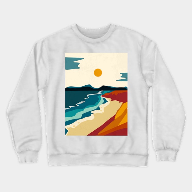 Bch and mountains aesthetic vector illustration design Crewneck Sweatshirt by zaiynabhw